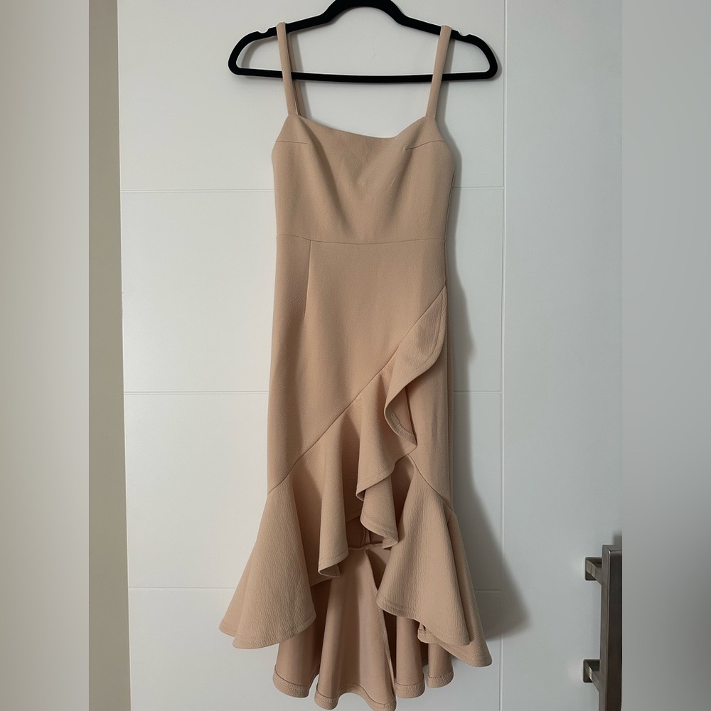 Hello Molly Beige High Low Ruffle Dress